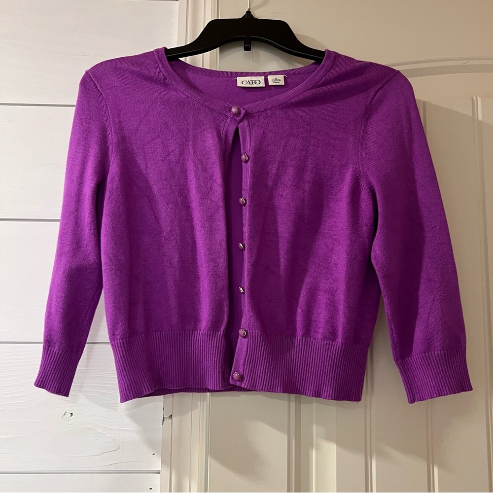 Cato Vibrant Purple Button-Up Cardigan